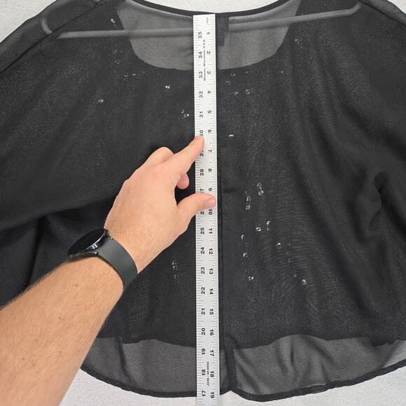 Dots Sheer Sequin Crop Top Womens M Y2k Vintge Rave Festival Shaw - Picture 8 of 9